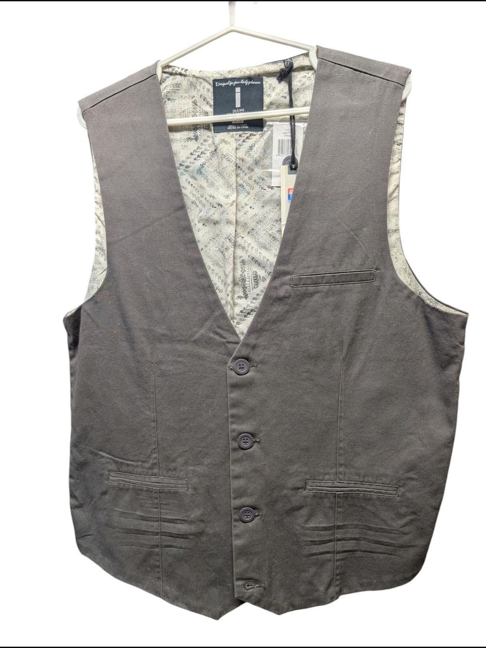 Buffalo David Bitton Men's Charcoal Cotton Gray Button Vest